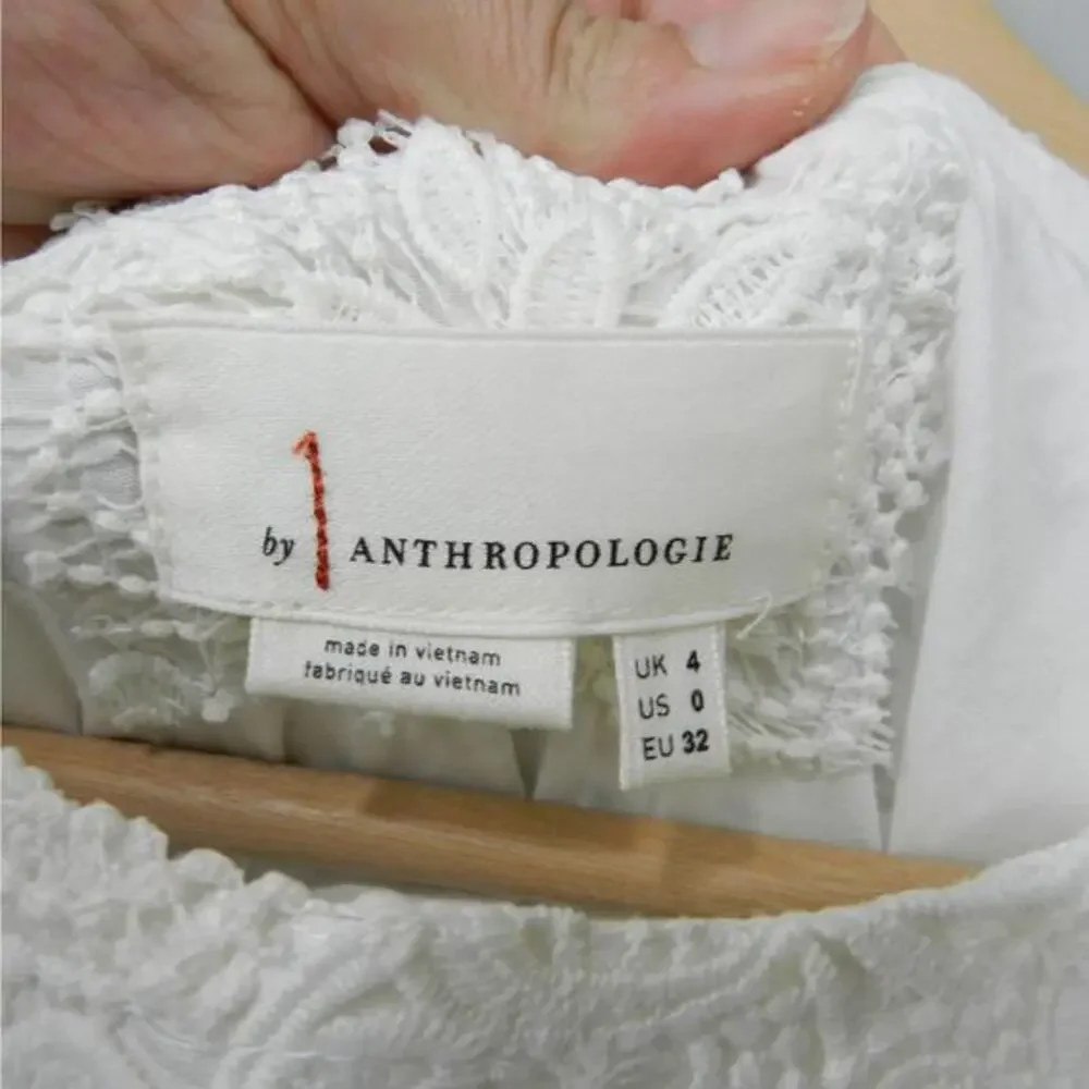 Anthropologie Charleston Lace Mini Dress Sz 0 White Rehearsal Wedding Engagement